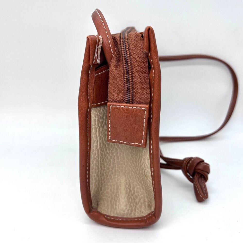 Vintage Crossbody Bag Cream Brown Retro Purse - Picture 6 of 9